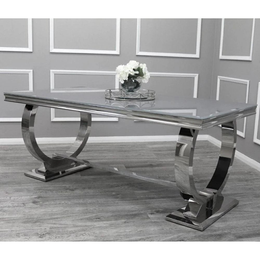 Arriana 2.0 Dining Table in Grey Glass