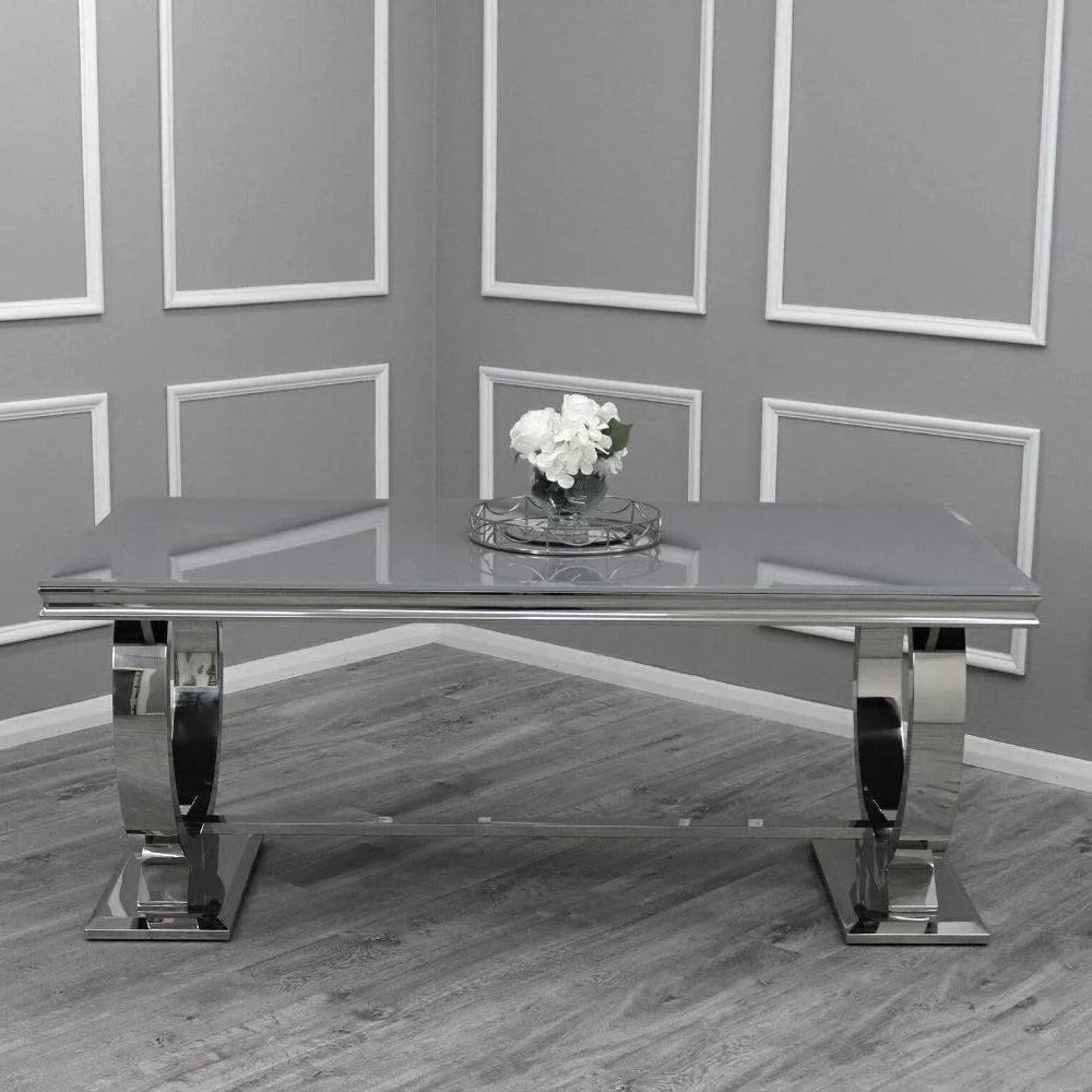 Arriana 2.0 Dining Table in Grey Glass