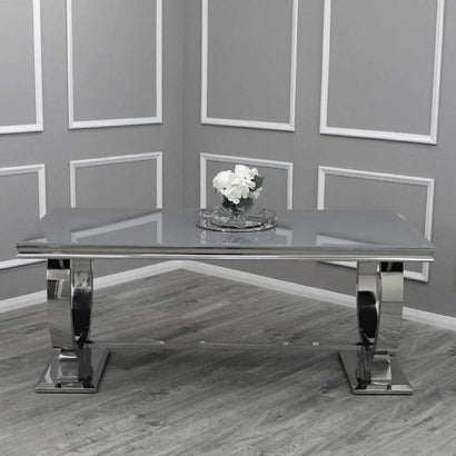 Arriana 2.0 Dining Table in Grey Glass