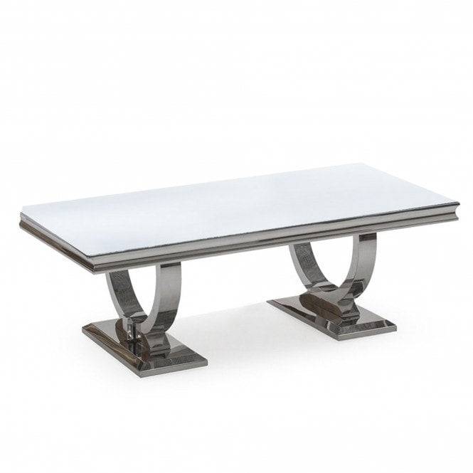 Arriana Coffee Table in White Glass