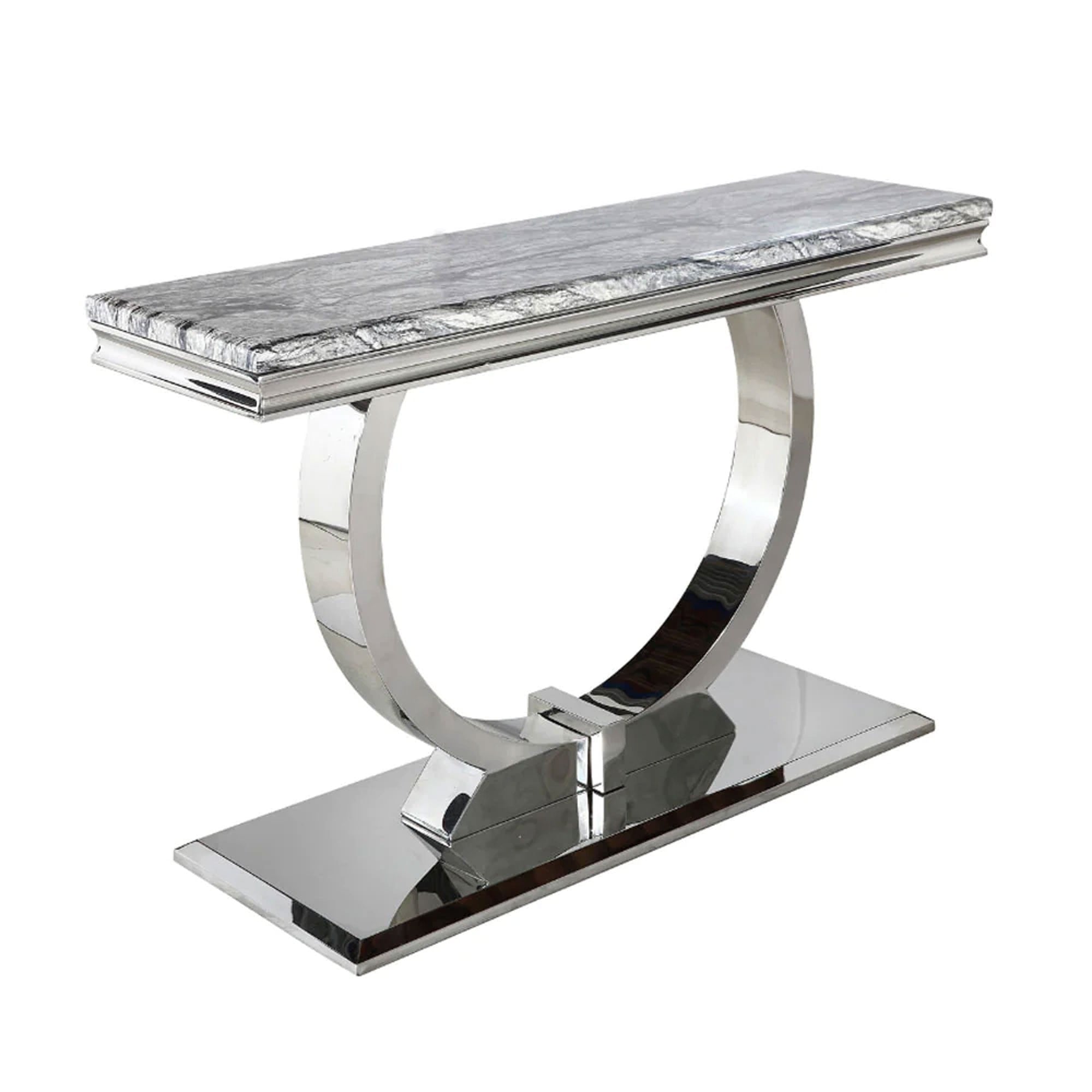 Arriana Console Table in Light Grey Marble - 140CM