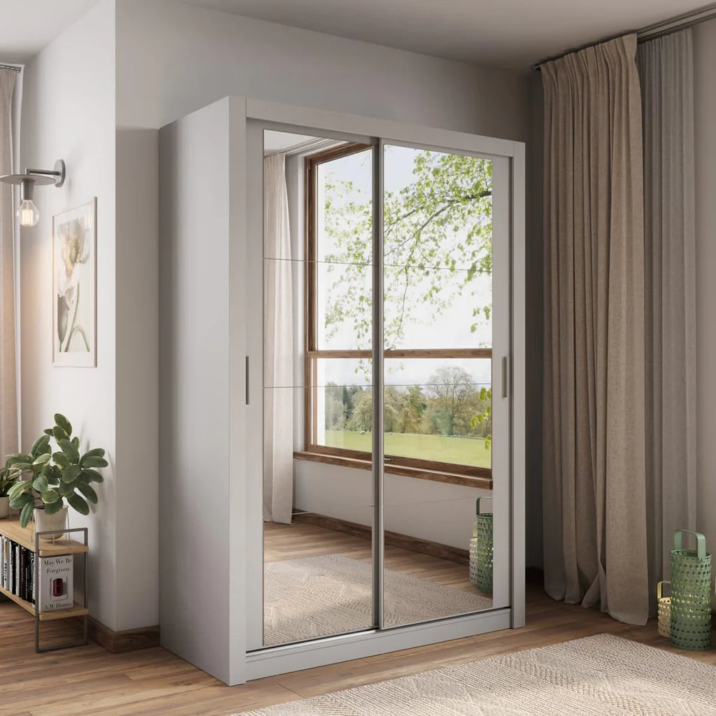 Arti 18 Mirrored Wardrobe With 2 Sliding Doors In Grey