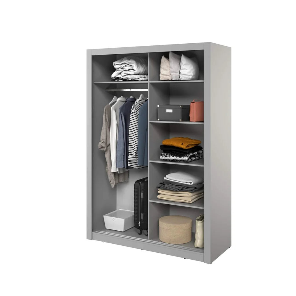Arti 18 Mirrored Wardrobe With 2 Sliding Doors In Grey