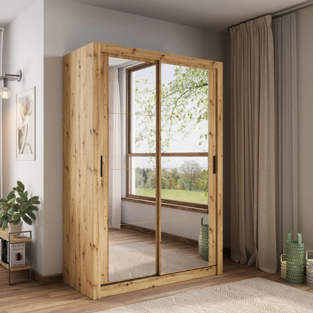 Arti 18 Mirrored Wardrobe With 2 Sliding Doors In Oak Artisan