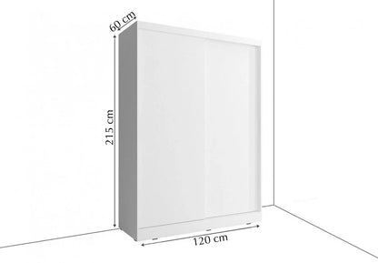 Arti 19 Wardrobe With 2 Mirrored Sliding Doors In White Matt