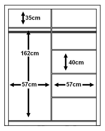 Arti 19 Wardrobe With 2 Mirrored Sliding Doors In White Matt