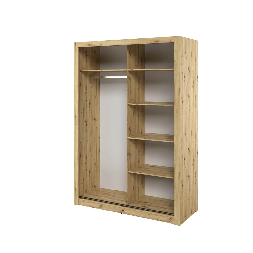 Arti 19 Wardrobe With 2 Mirrored Sliding Doors In Oak Artisan