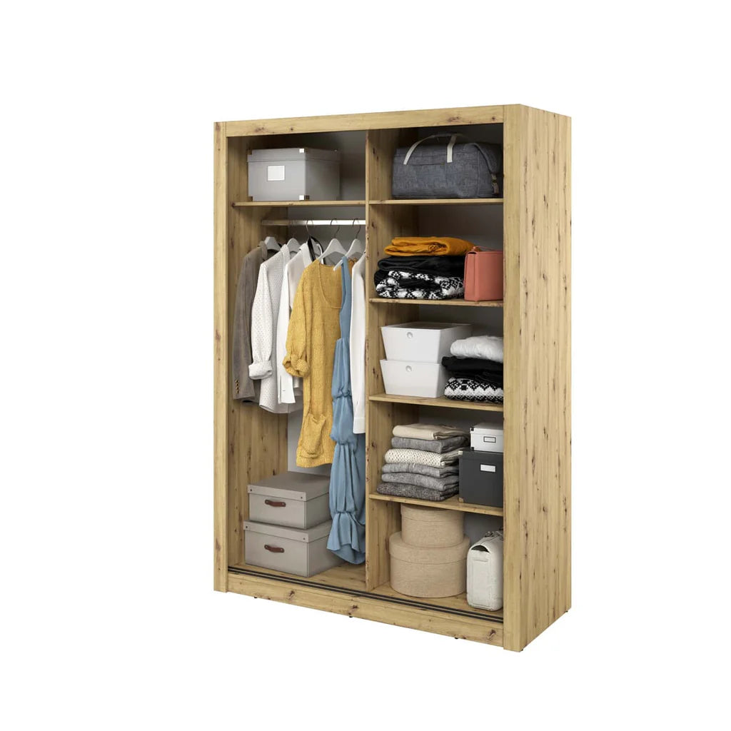 Arti 19 Wardrobe With 2 Mirrored Sliding Doors In Oak Artisan