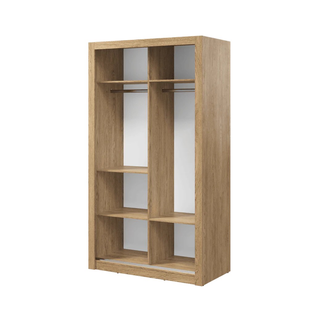 Arti 19 Wardrobe With 2 Mirrored Sliding Doors In Oak Shetland