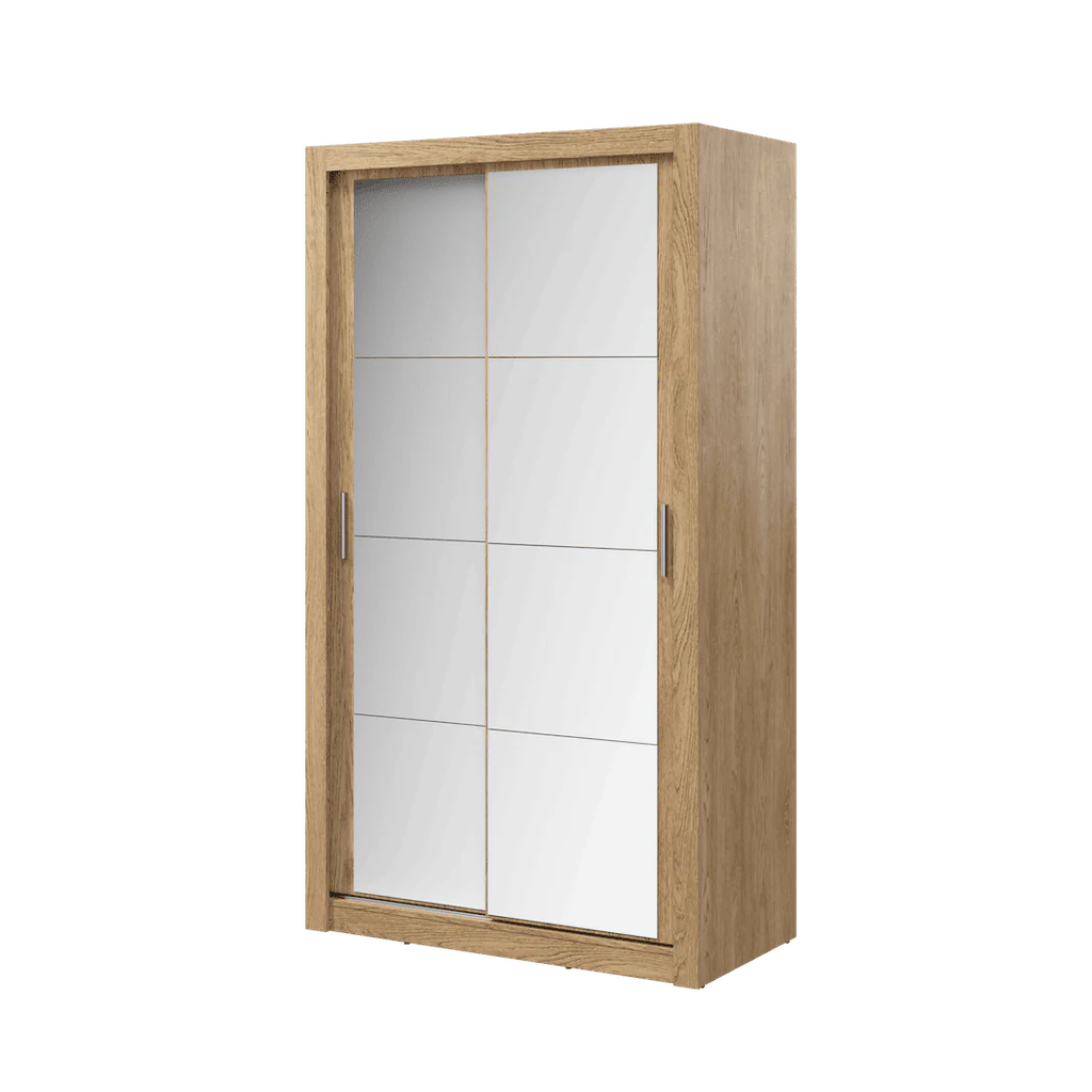 Arti 19 Wardrobe With 2 Mirrored Sliding Doors In Oak Shetland