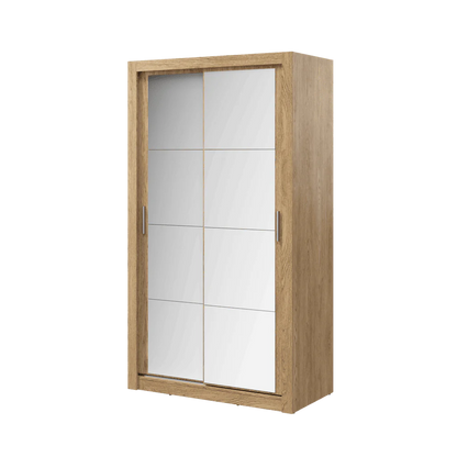 Arti 19 Wardrobe With 2 Mirrored Sliding Doors In Oak Shetland