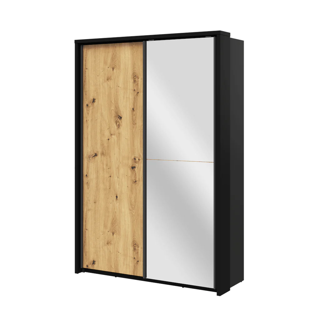 Arti AR-21 Wooden Wardrobe With 2 Sliding Doors In Oak Artisan and Black Matt