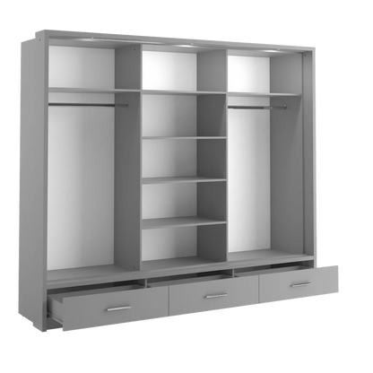 Arti 23 Wardrobe With 3 Sliding Doors In Grey Matt With LED