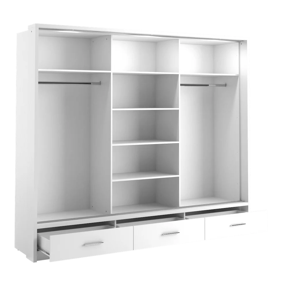 Arti 23 Wardrobe With 3 Sliding Doors In White Matt With LED