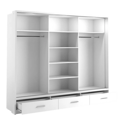 Arti 23 Wardrobe With 3 Sliding Doors In White Matt With LED