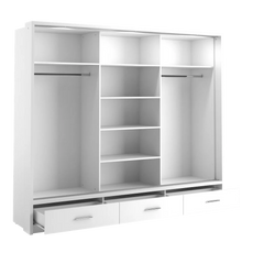 Arti 23 Wardrobe With 3 Sliding Doors In White Matt With LED