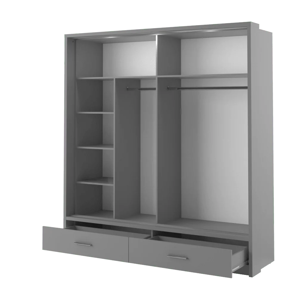 Arti 24 Wardrobe With 2 Sliding Doors In Grey Matt With LED