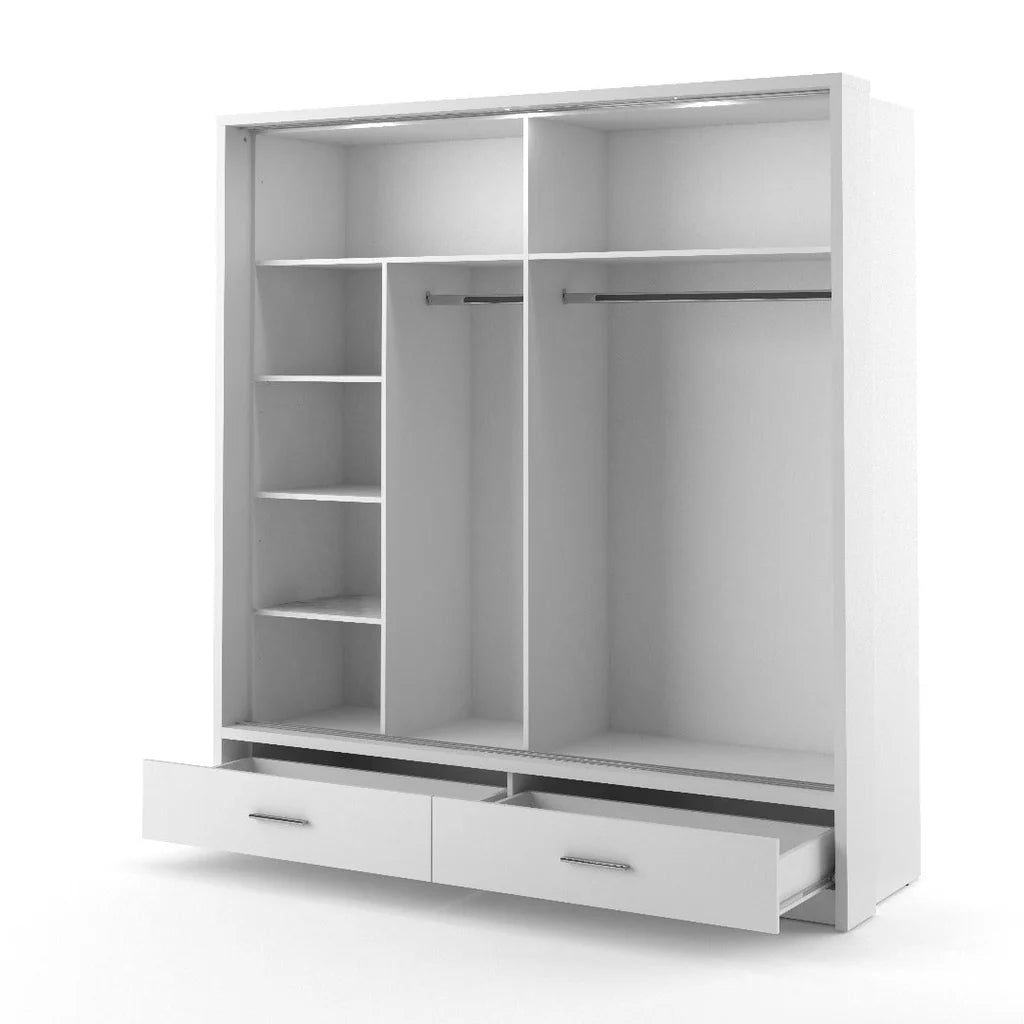 Arti 24 Wardrobe With 2 Sliding Doors In White Matt With LED