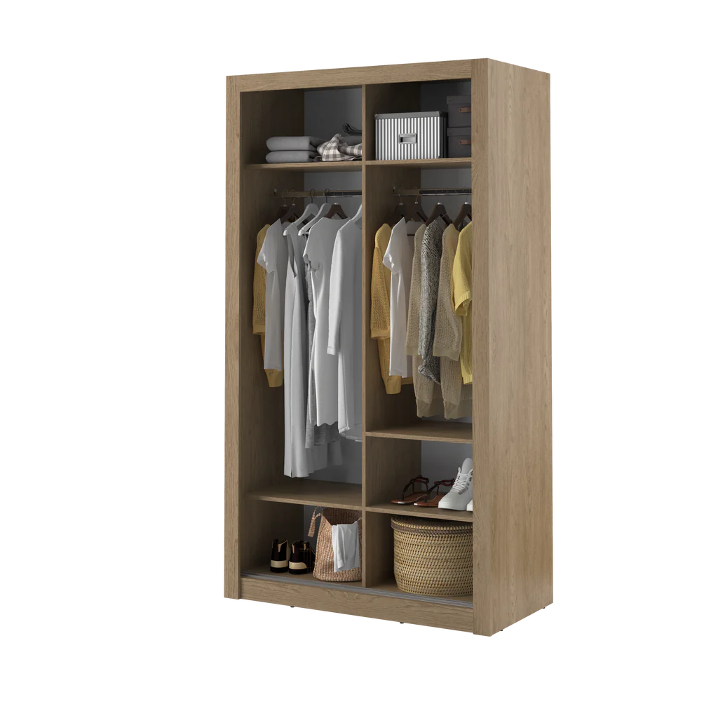 Arti 6 Wardrobe With 2 Sliding Doors In Oak Shetland