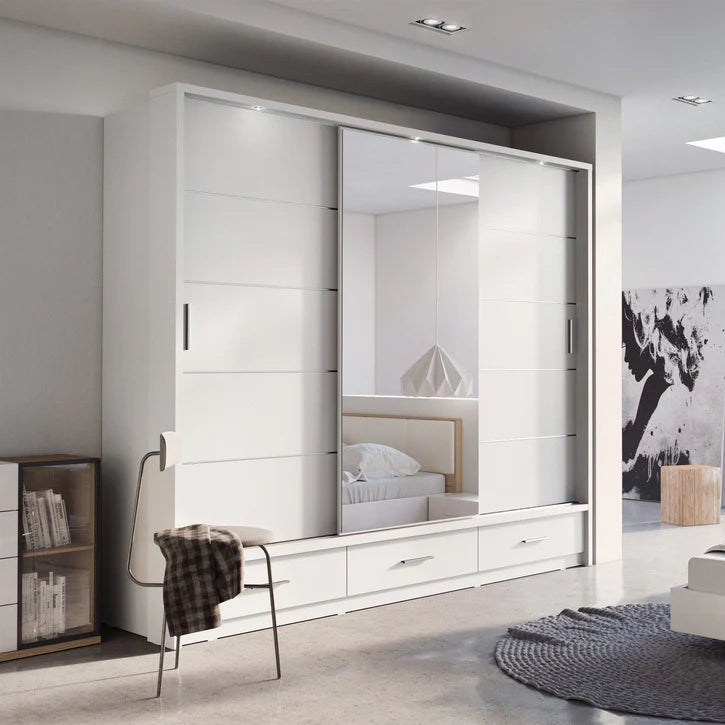 Arti AR-01 Wooden Wardrobe With 3 Sliding Doors In White Matt