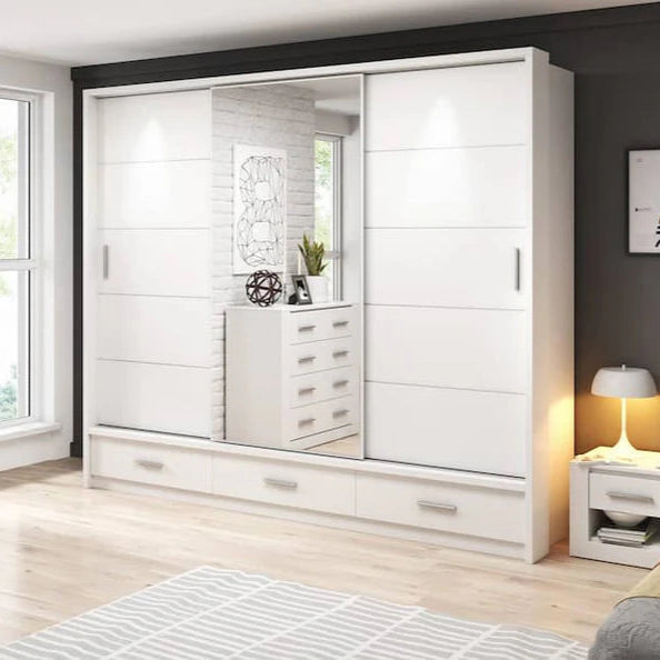 Arti AR-01 Wooden Wardrobe With 3 Sliding Doors In White Matt