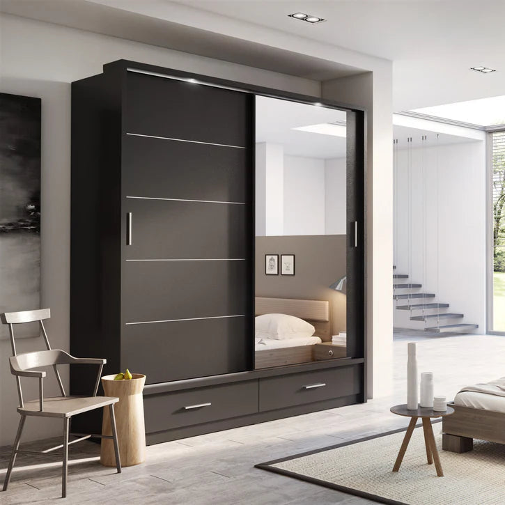 Arti AR-05 Wooden Wardrobe With 2 Sliding Doors In Black Matt