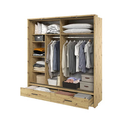 Arti AR-05 Wooden Wardrobe With 2 Sliding Doors In Oak Artisan - Furniture One Shop