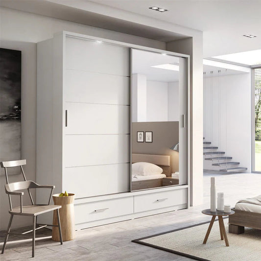 Arti AR-05 Wooden Wardrobe With 2 Sliding Doors In White Matt