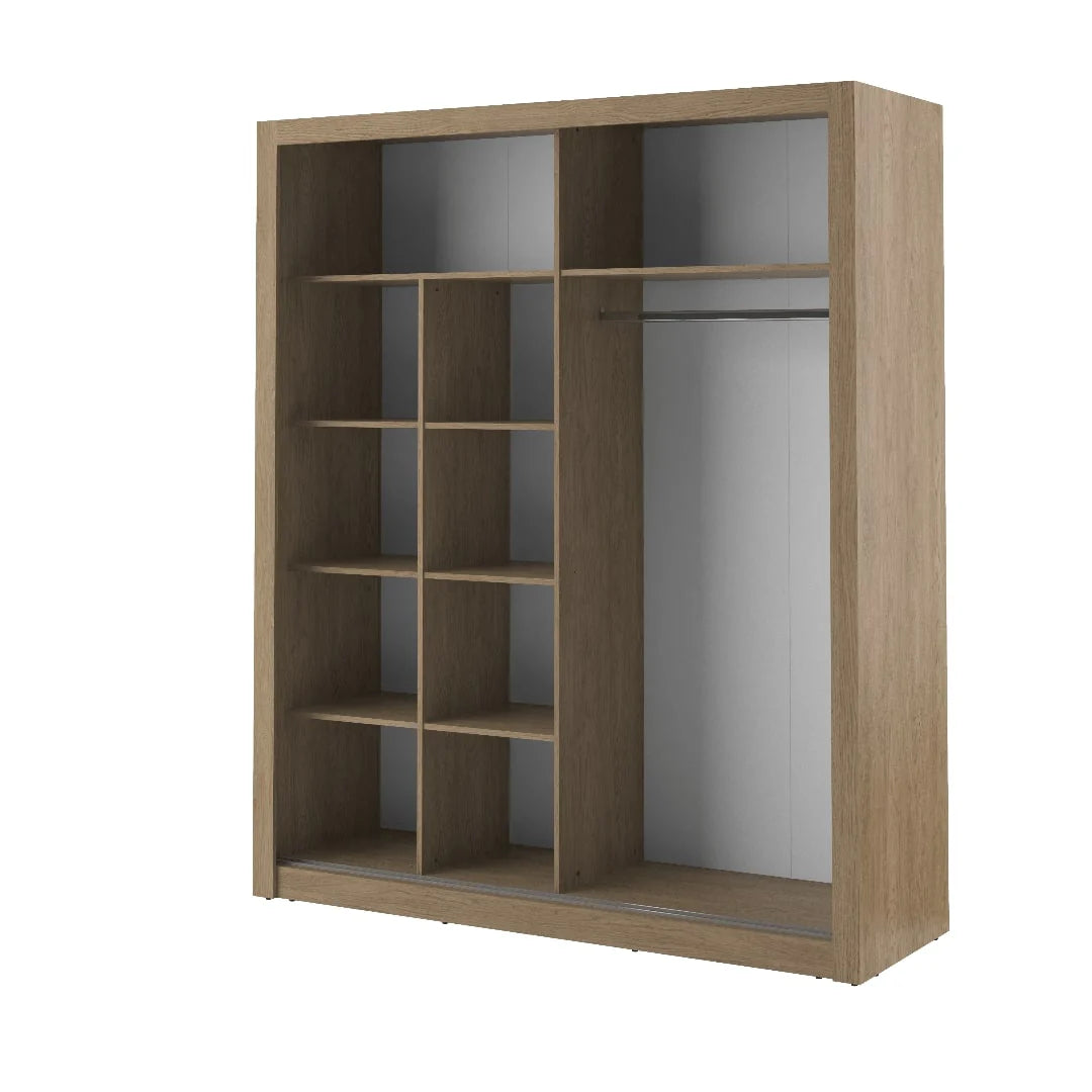 Arti AR-08 Large Wardrobe With 2 Mirrored Sliding Doors In Oak Shetland