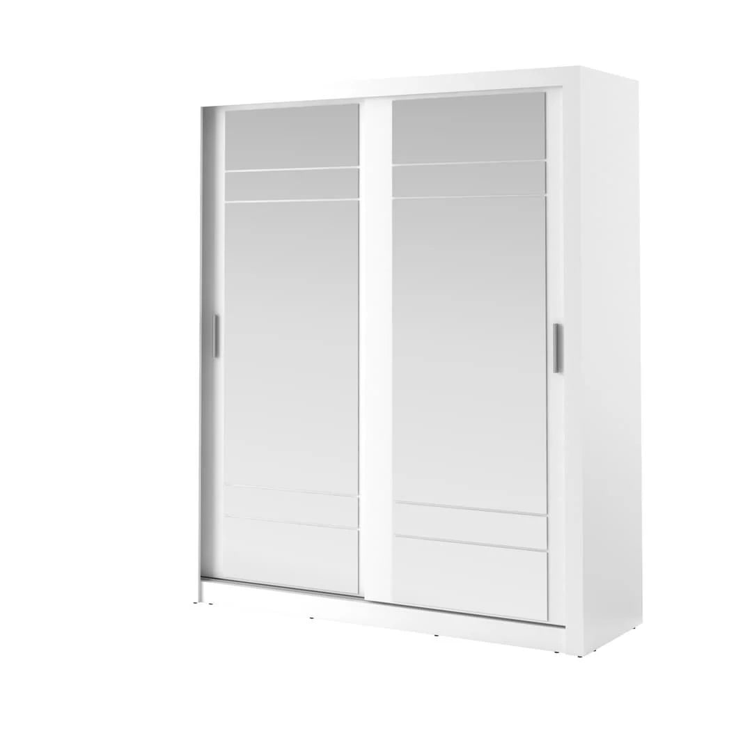 Arti AR-08 Large Wardrobe With 2 Mirrored Sliding Doors In White Matt