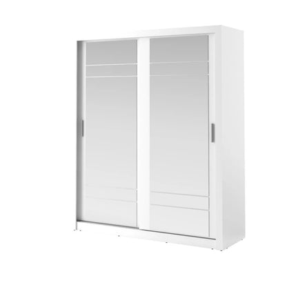 Arti AR-08 Large Wardrobe With 2 Mirrored Sliding Doors In White Matt