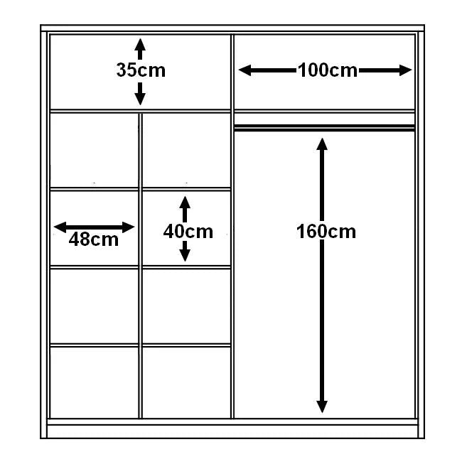 Arti AR-08 Large Wardrobe With 2 Mirrored Sliding Doors In White Matt