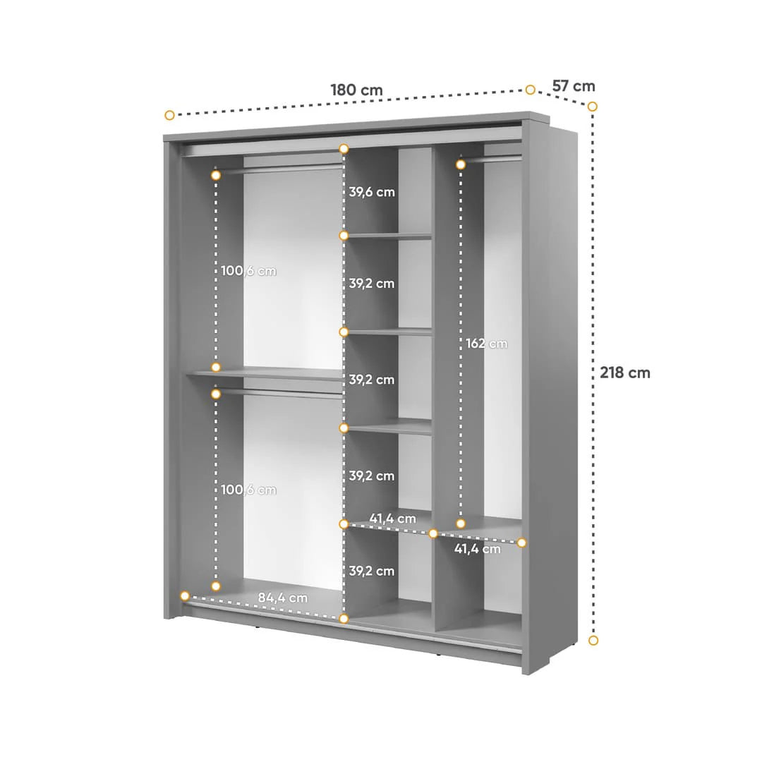 Arti AR-17 Medium Wardrobe With 2 Sliding Doors In Grey Matt