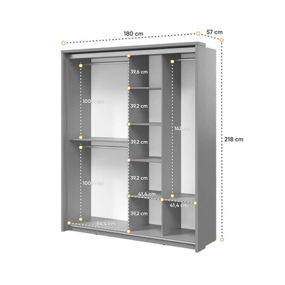 Arti AR-17 Medium Wardrobe With 2 Sliding Doors In Grey Matt