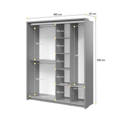 Arti AR-17 Medium Wardrobe With 2 Sliding Doors In Grey Matt