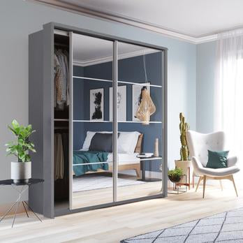 Arti AR-17 Medium Wardrobe With 2 Sliding Doors In Grey Matt