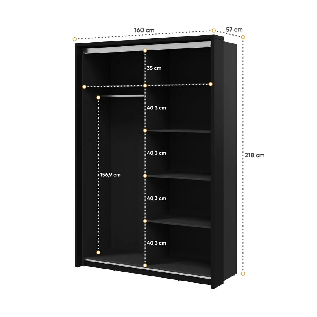 Arti AR-21 Wooden Wardrobe With 2 Sliding Doors In Oak Artisan and Black Matt