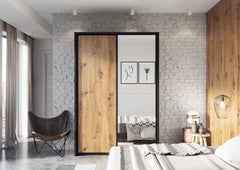 Arti AR-21 Wooden Wardrobe With 2 Sliding Doors In Oak Artisan and Black Matt