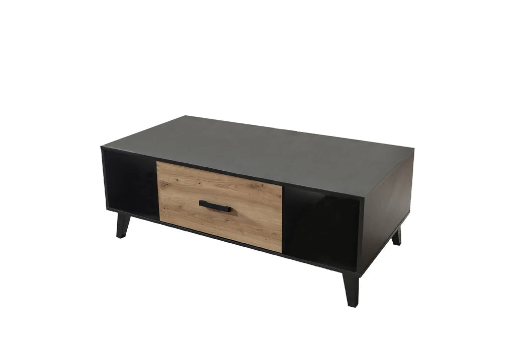 Artona Wooden Coffee Table in Oak Artisan & Black Matt - 125cm