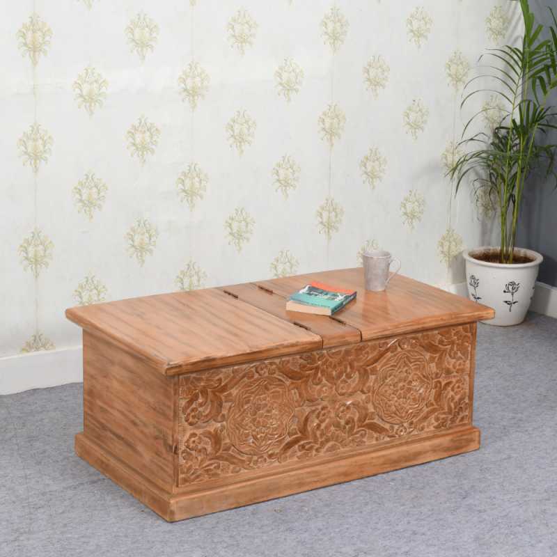 Artwork Mango Wood Coffee Table With Storage