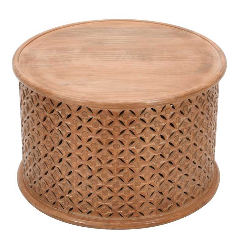 Artwork Mango Wood Round Coffee Table