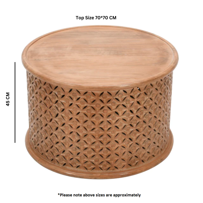 Artwork Mango Wood Round Coffee Table