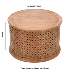 Artwork Mango Wood Round Coffee Table