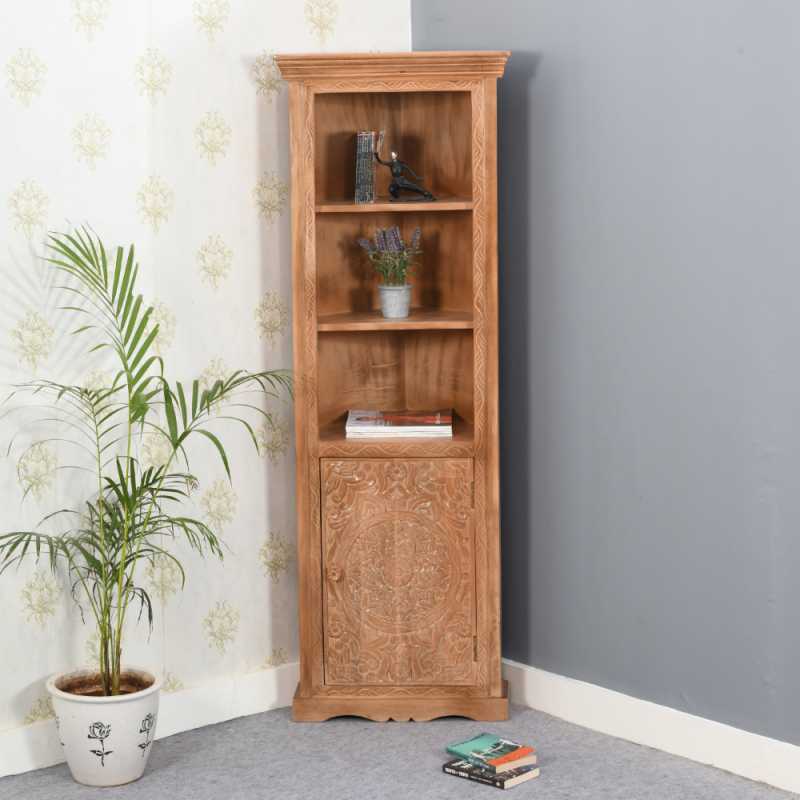 Artwork Mango Wood Corner Bookcase