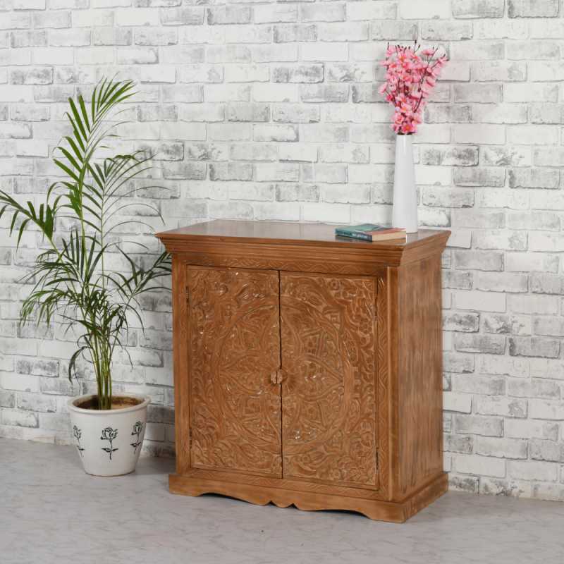 Artwork Mango Wood Sideboard With 2 Doors