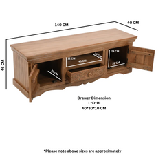 Artwork Mango Wood TV Stand With 2 Doors 1 Drawer - Furniture One Shop