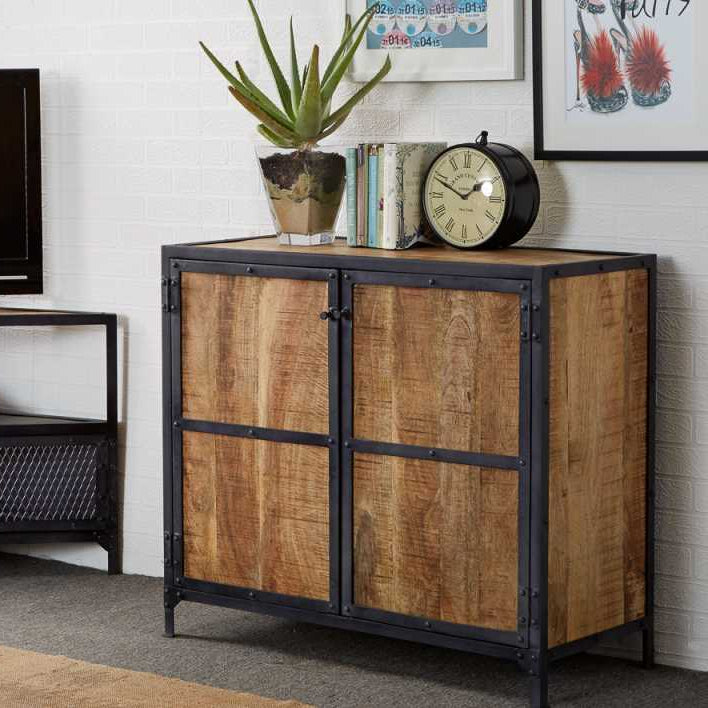 Ascot Small Sideboard In Reclaimed Wood And Metal Frame