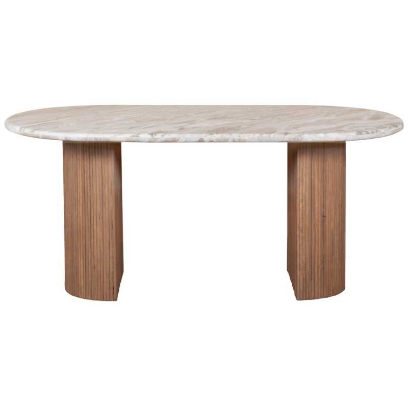 Ashford Natural Marble & Wood Pedestal 6-8 Seater Dining Table