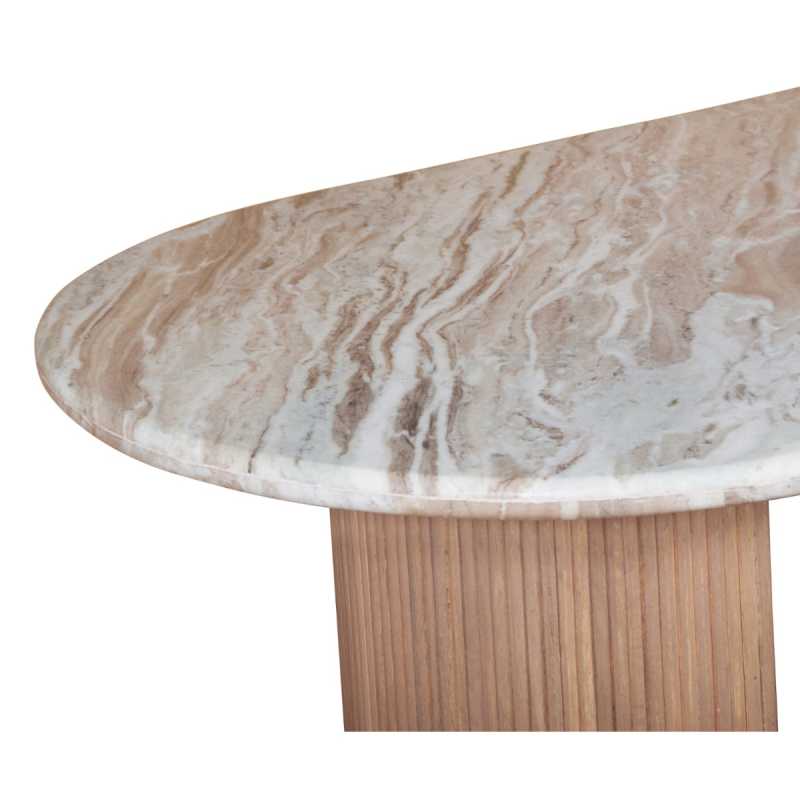 Ashford Natural Marble & Wood Pedestal 6-8 Seater Dining Table