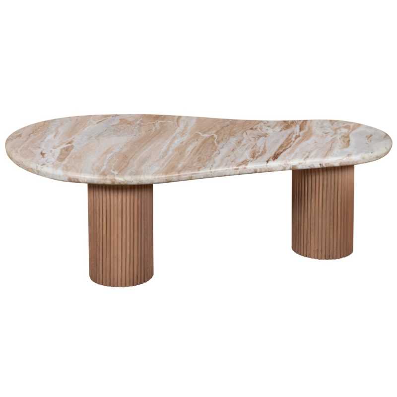 Ashford Natural Marble & Wood Pedestal Coffee Table